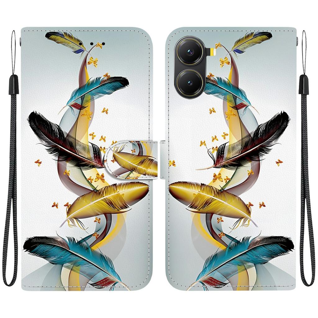 For Xiaomi Poco X7 Pro 5G/Redmi Turbo 4 5G Case Pattern Printing Leather Wallet Phone Cover with Lanyard