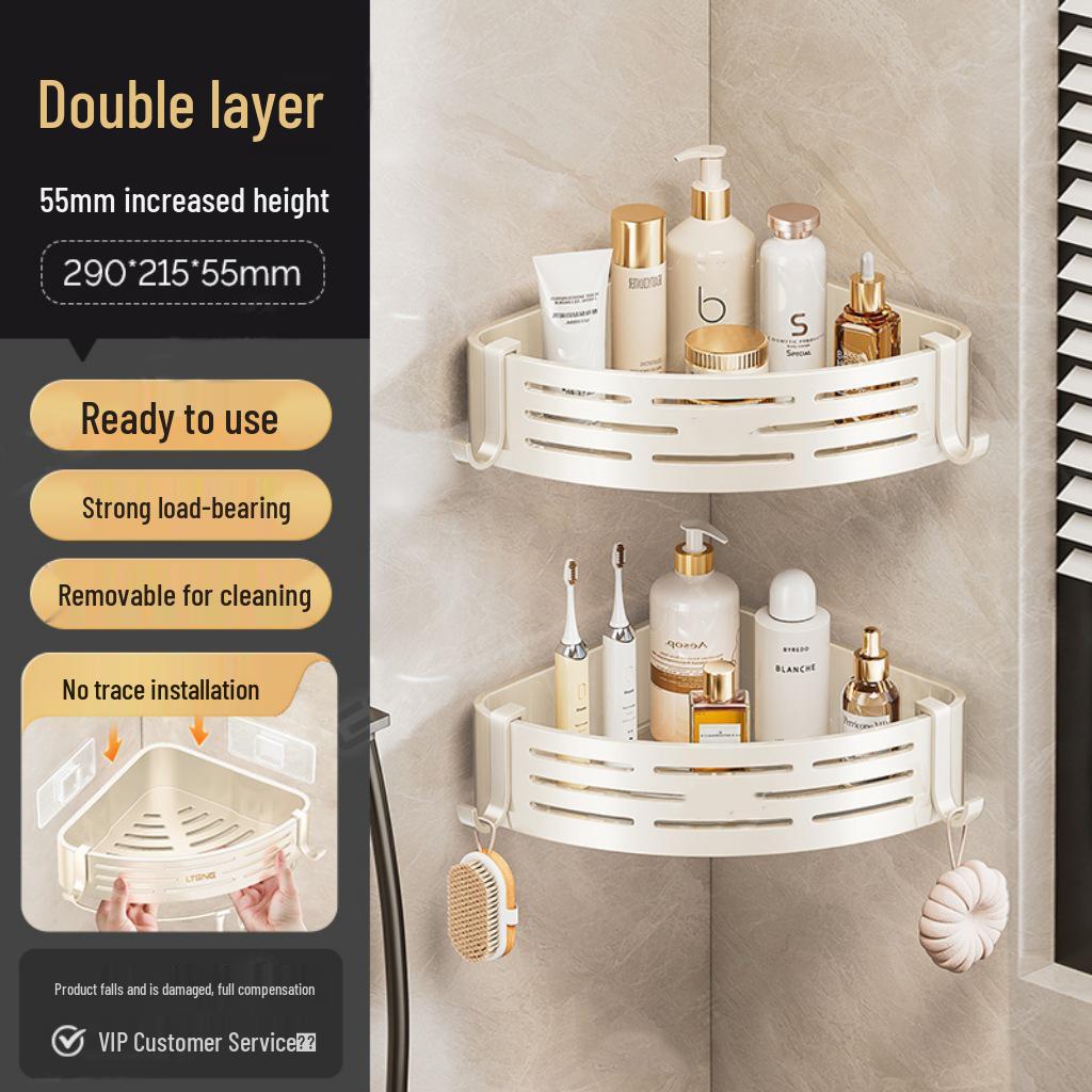 No-Drill Triangle Bathroom Wall-Mounted Shelf