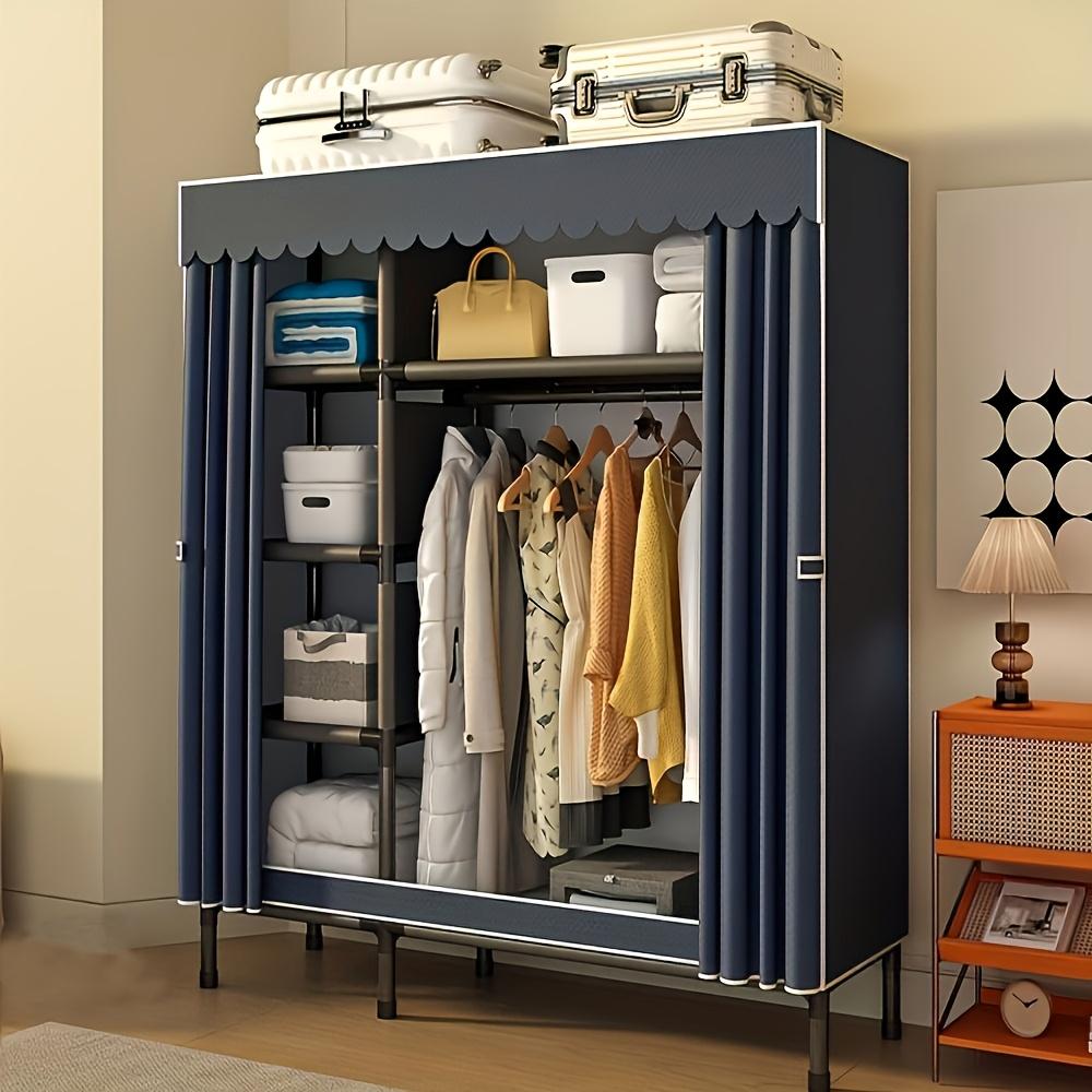 Simple cloth wardrobe with zipper, thickened and reinforced steel pipes, assembled, thickened, suitable for dormitories, home be