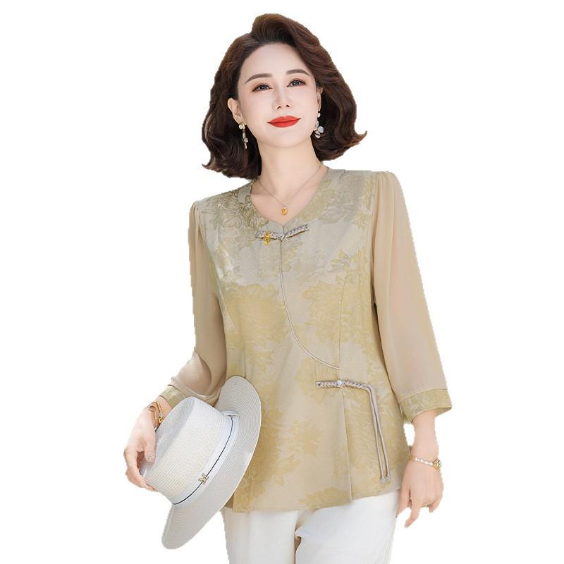 2026 Summer Chinese Style Shirt for Middle-aged and Elderly Women