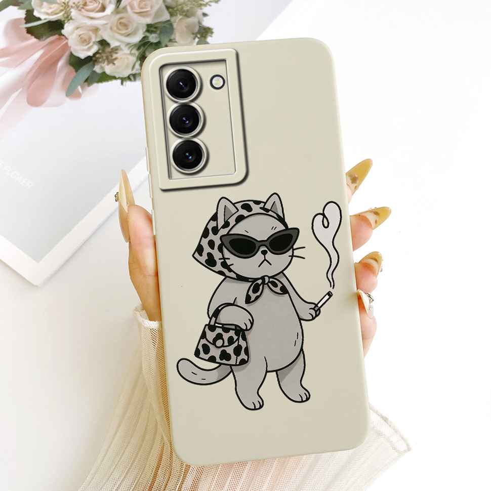 For Samsung Galaxy S22 Plus 5G Case Cute Cartoon Cat Flower Soft Back Cover For Samsung S22 Plus S22+ 5G SM-S906B Phone Cases