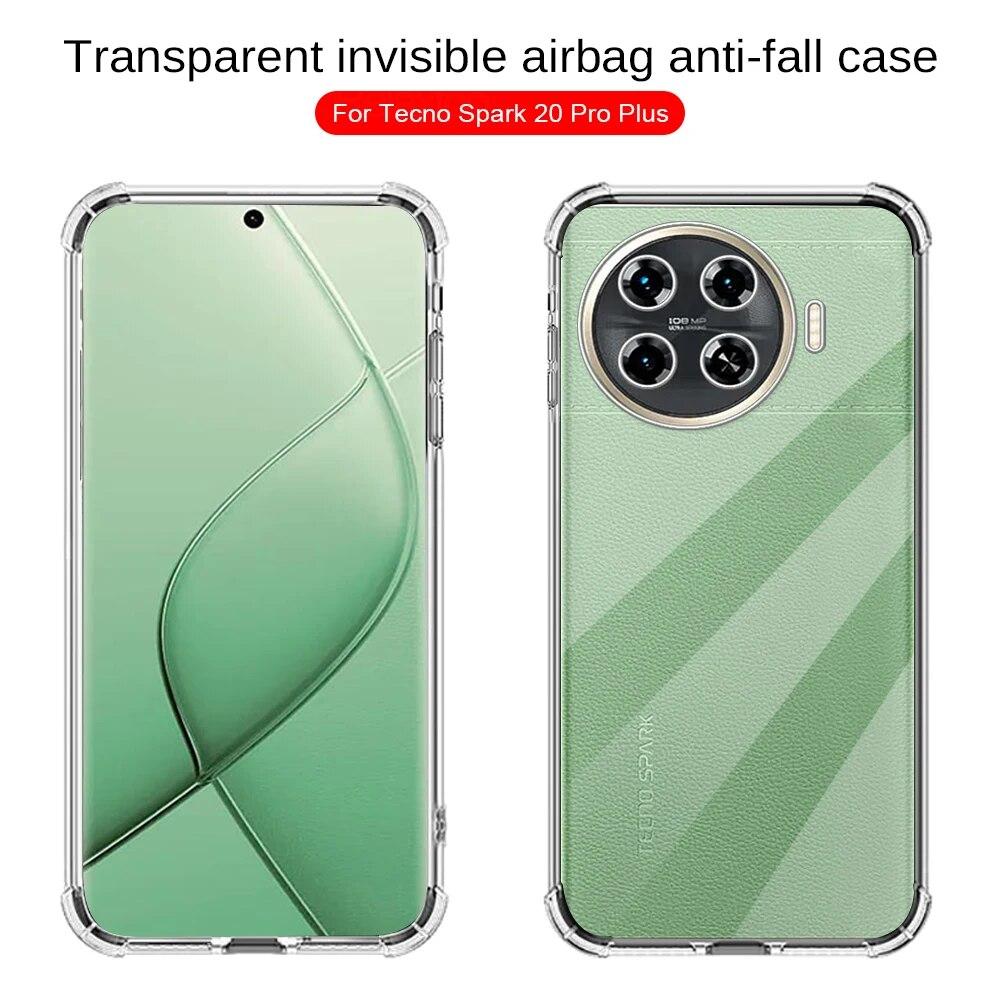 Miękka TPU przezroczysta obudowa telefonu dla Tecno Spark 20 Pro Plus Spark20 20Pro 20Pro + miękkiego silikonu, odporna na wstrząsy poduszka powietrzna ochronna tylna pokrywa