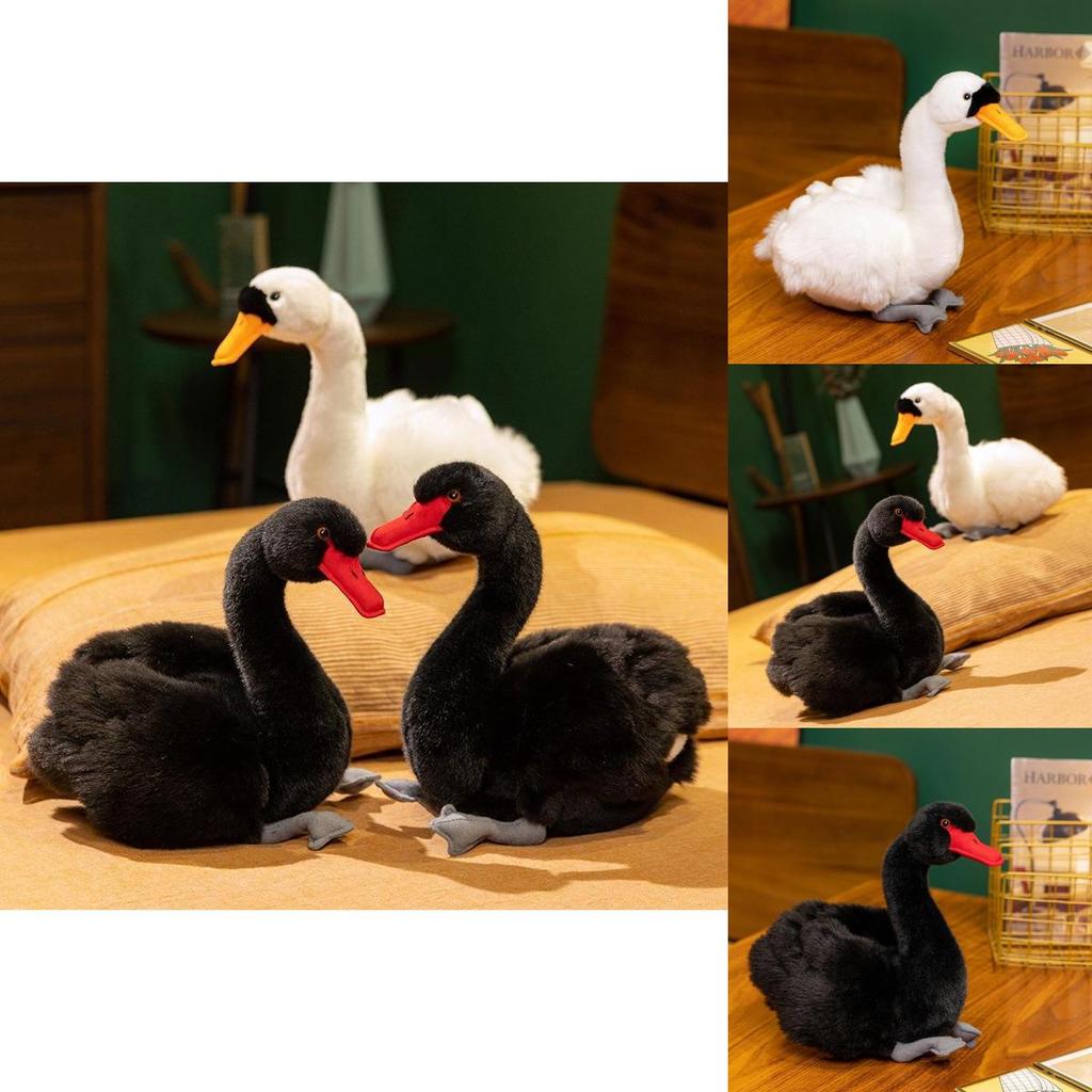 Adorable Black And White Swan Plush Toy Couple Soft Stuffed Animal Gift For Kids