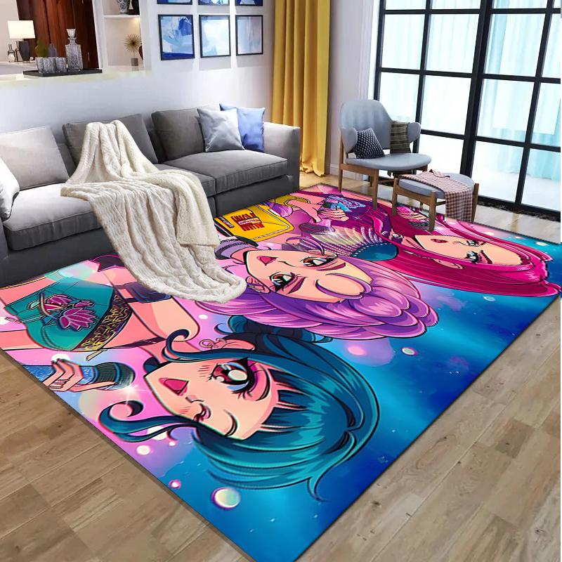 KPop Demon Hunters Pattern Rug, Indoor/Outdoor Mat, for Picnic, Gameroom, Bedroom, Office, Living Room, Home Decor Carpet, Birthday Gift
