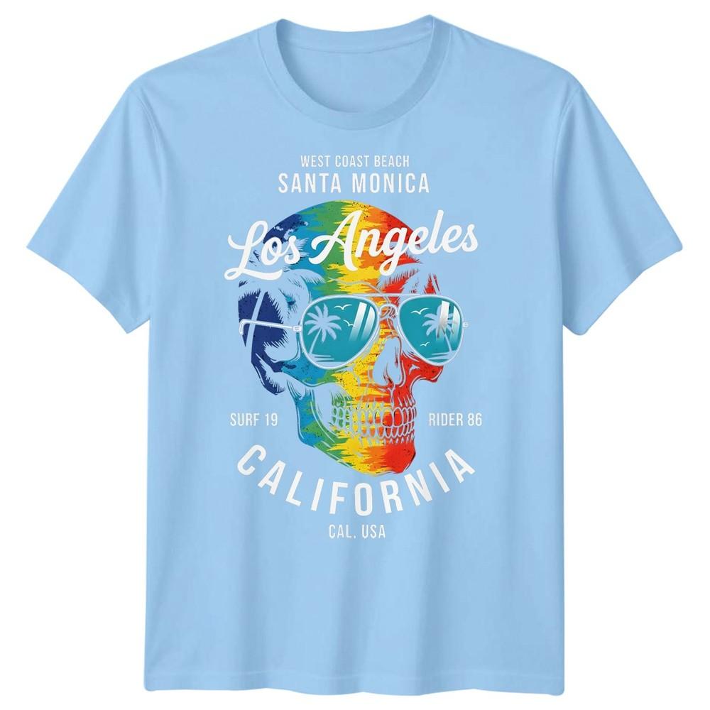 Los Angeles California Travel Unisexs Tshirt Santa Monica West Coast Beach Skull S