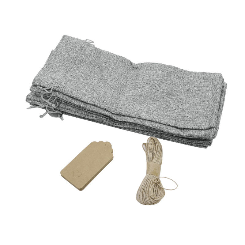 10 Pieces Burlap Wine Bags Jute Wine Bottle Bags with Drawstrings Reusable Gift Bags with Tags for Party Blind Tasting Birthday