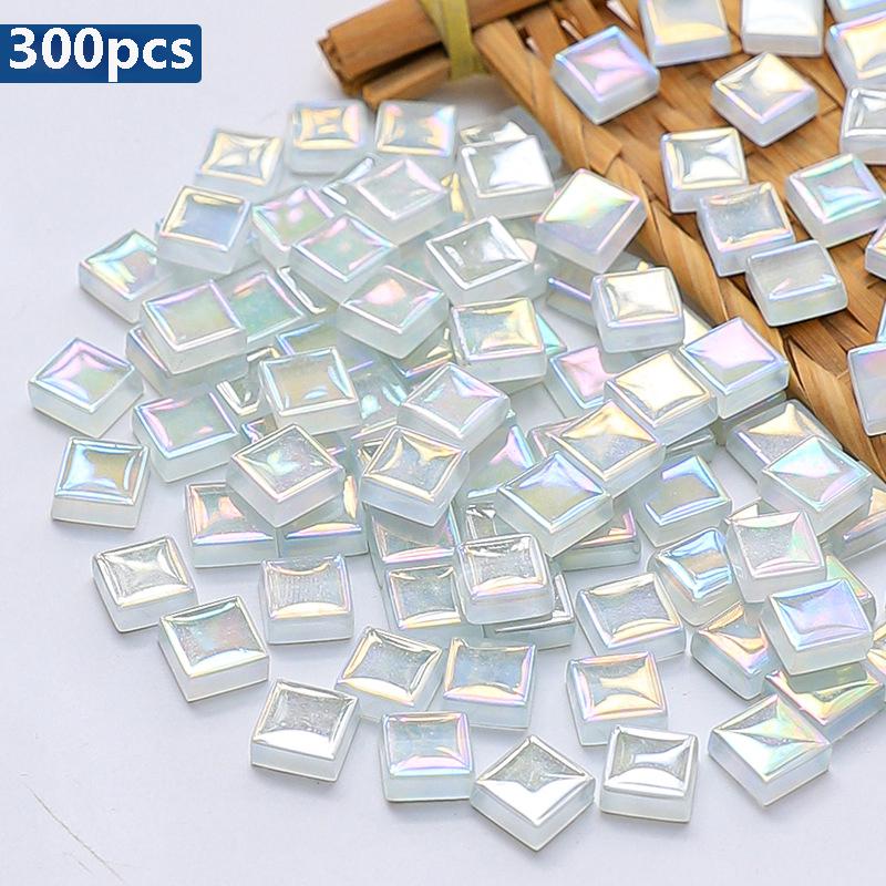 100/300Pcs Colorful Square 10X10mm Glitter Acrylic Non-Hotfix Flat Bottom Rhinestones For DIY Home Decor, Art Projects, Bathroom