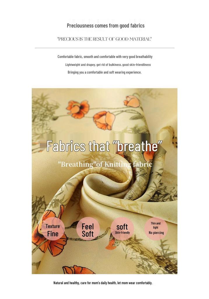 Elegant Summer Chiffon Floral Dress for Petite Middle-Aged and Elderly Women