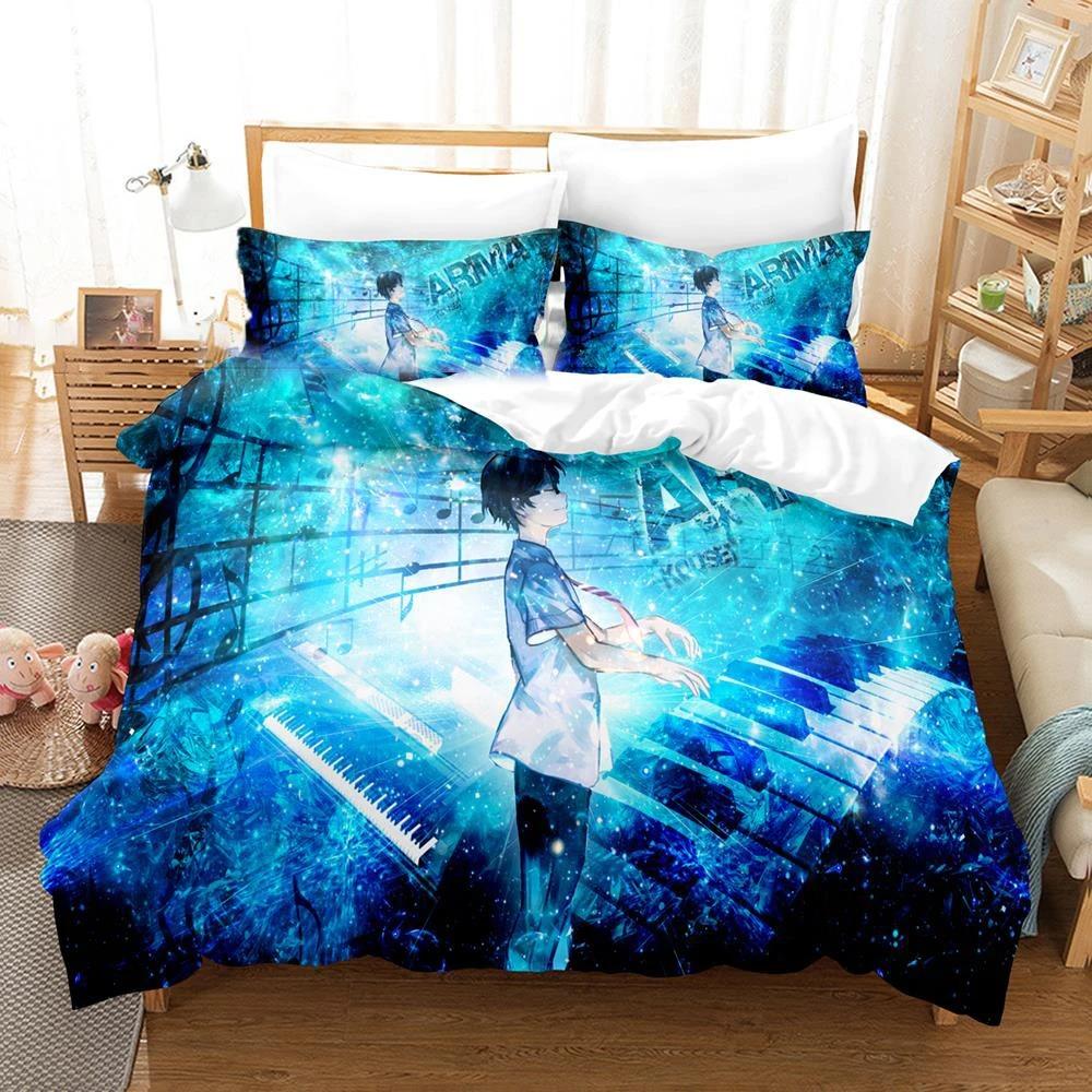 3D Printed Anime Your Lie In April Kaori Miyazono Bedding Set Boys Girls Twin Queen Size Duvet Cover Pillowcase Bed Kids Adult