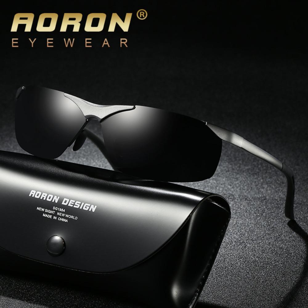 aoron Men's Cycling Sunglasses Fashion Polarized Aviation Aluminum Magnesium Sunglasses Half Frame Sunglasses