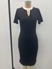 2026 Euro-American Crystal Slim-Fit Plus Size Women's Short Sleeve Slit Summer Dress