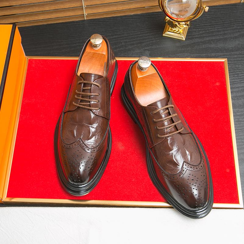Mode Lässig Leder Stein Original Hochzeitsschuhe für Herren Mode Herrenschuhe Krokodilmuster Business Derby Schuhe Kleider Tanzschuhe