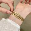Round Bead Bracelet, Double-layer Titanium and Steel Bracelet, Women's Retro Punk Style Bracelet