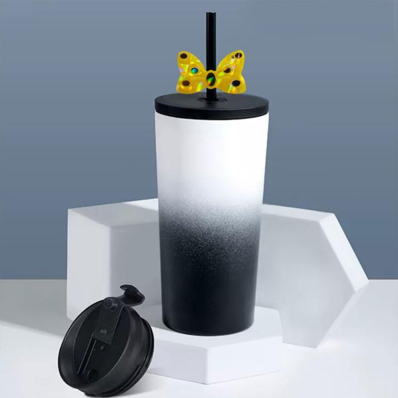 Holographic- Bowknot Straw Topper Silicone Mold Light and Shadow Bow Straw Decoration Mold for Drinks Straw Decor