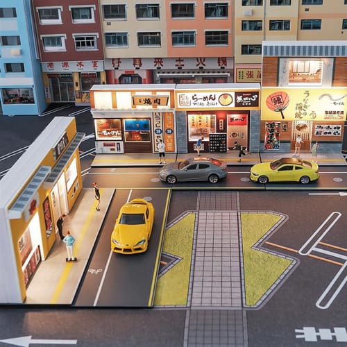 1:64 Scale Ramen Shop, USB Light-Up, Store, Street, Decorative Roadway, Scenery Collection, Diorama, Architectural Model, Educational, DIY, Decoration