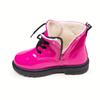 Girls High Top Boots Plush Lining Lightweight Durable Faux Cover Non Slip Traction Sole Zipper Lace Up Closure