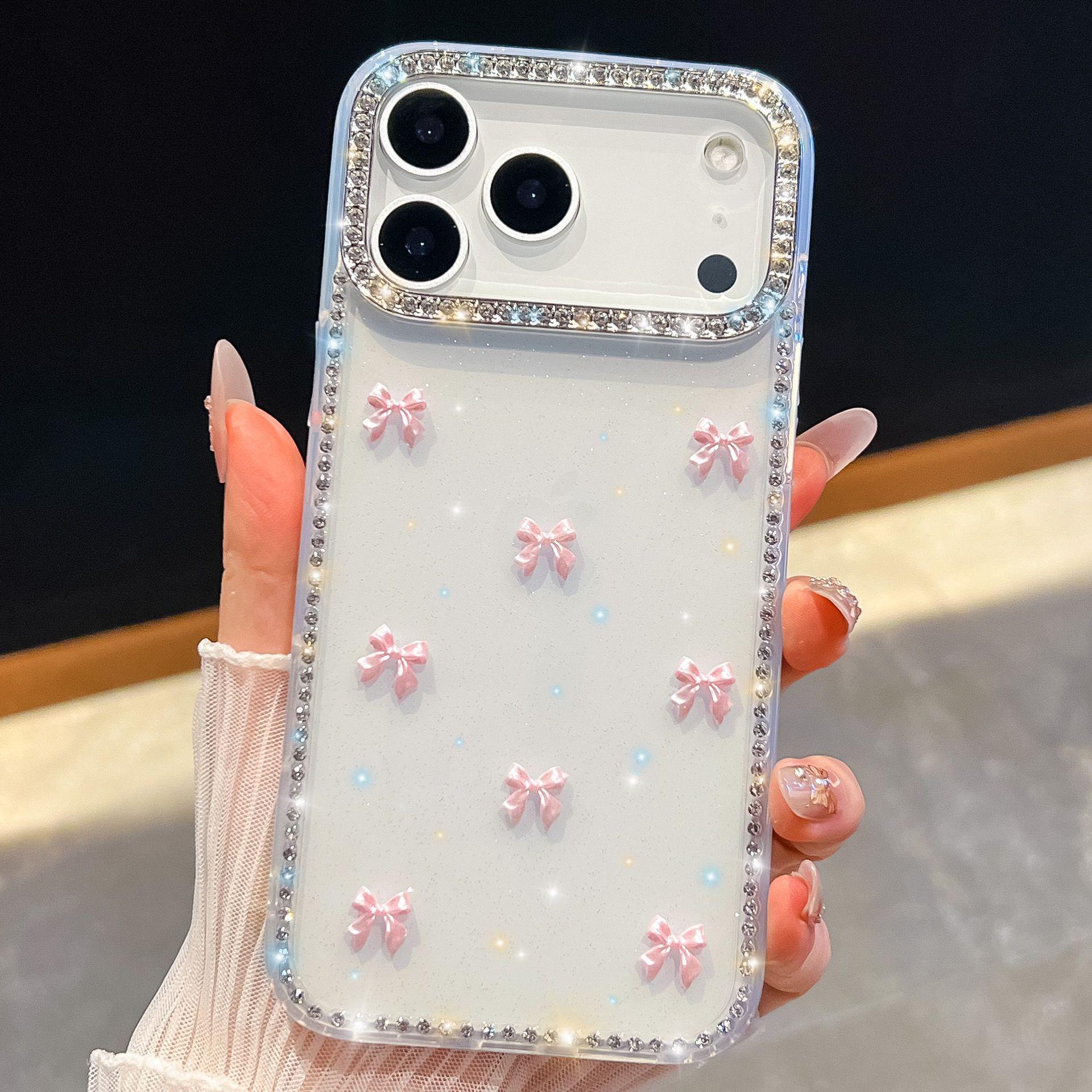 Glitter Diamond Aurora Bow Phone Case for iPhone 16 Pro Max & 17 iPhone 13 Pro Max