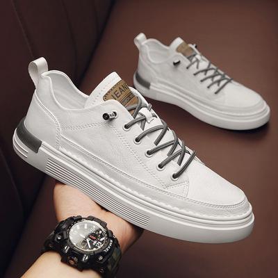2025 New Trend Spring Breathable Casual Sports Little White Board Shoes Men's Leather Shoes Flat Versatile Trendy Shoes Men's Shoes