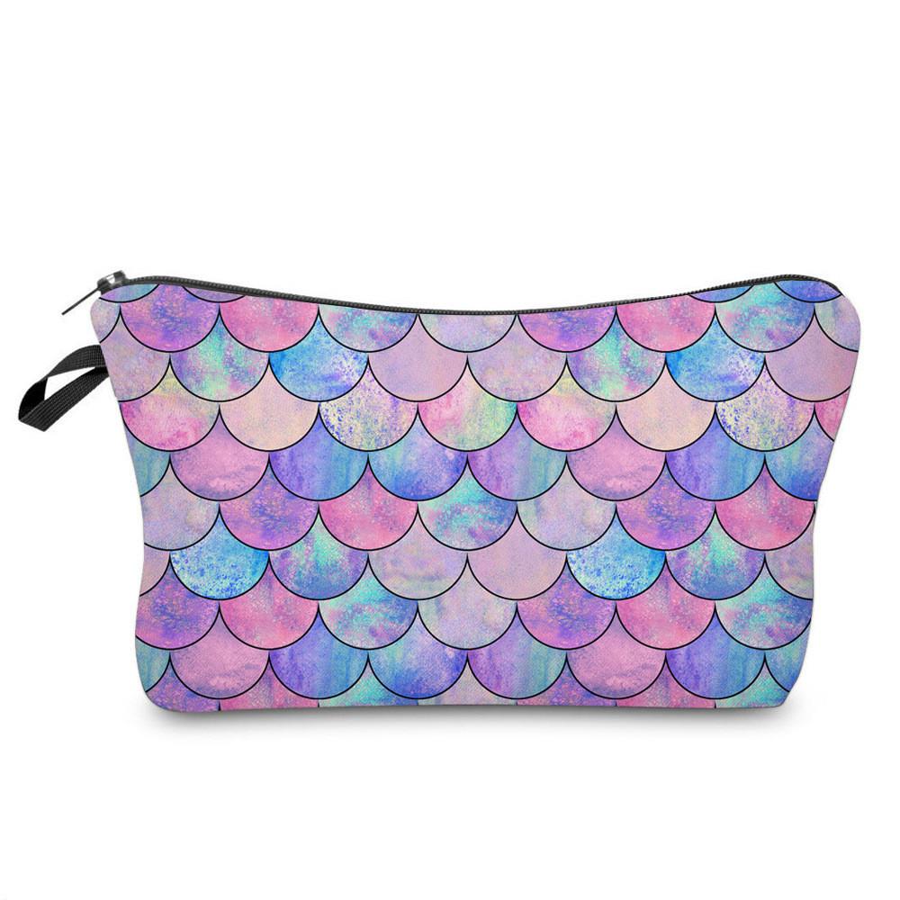 

Wholesale Multi-functional Mermaid Scale Cosmetic Bag Toiletry Bag With Certificate Pocket Soft Handle StyleA