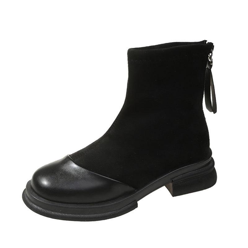 Short boots women's rear zipper 2025 autumn and winter new super hot Internet celebrity explosion Martin boots thick-soled thick heel thin small shor