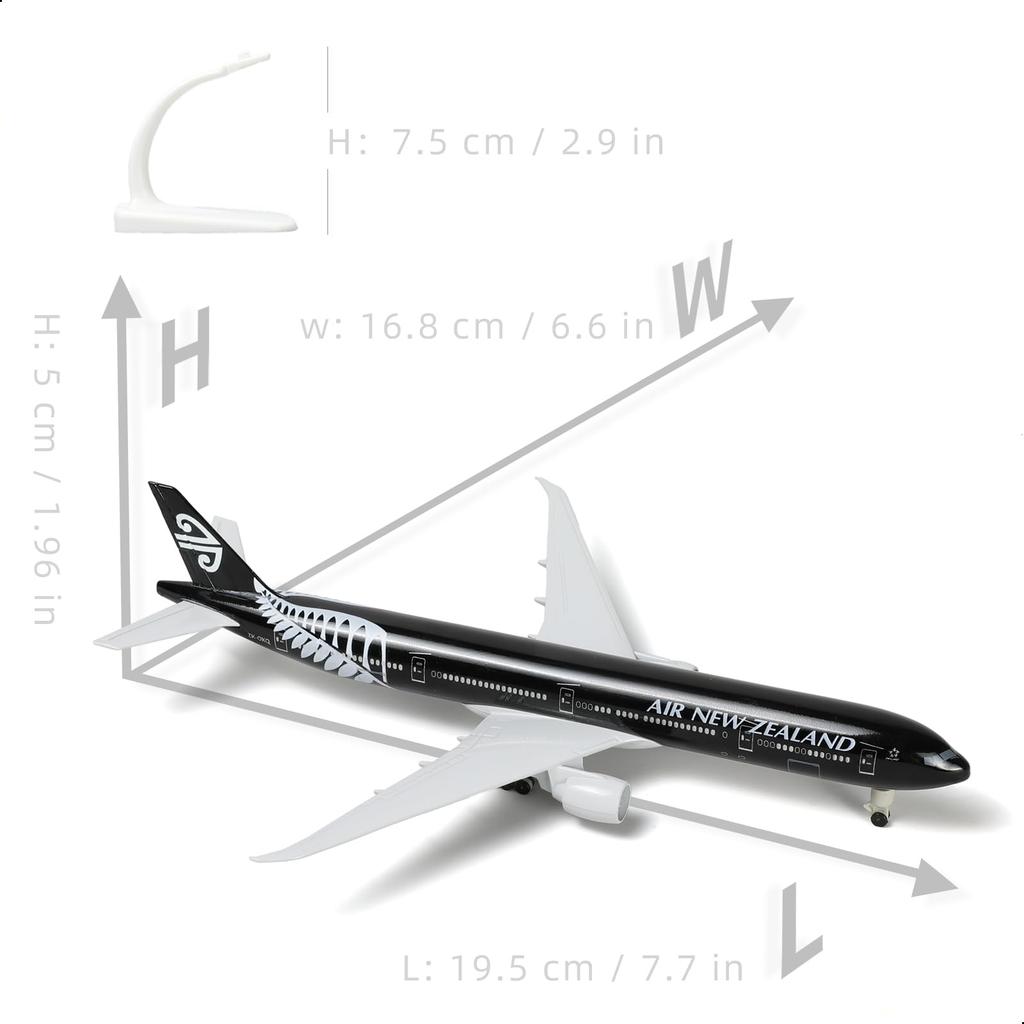 QIYUMOKE Boeing 777 New Zealand Diecast Metal Airplane Model with Stand 777 Finished Model for Adults with Stand inches Gift for Aviation Desktop