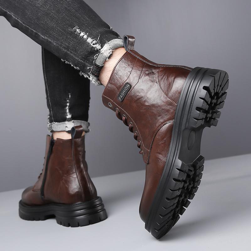 2023 Men's Retro Martin Boots: High-Top, Warm, Velvet-Lined Workwear with Thick Soles.