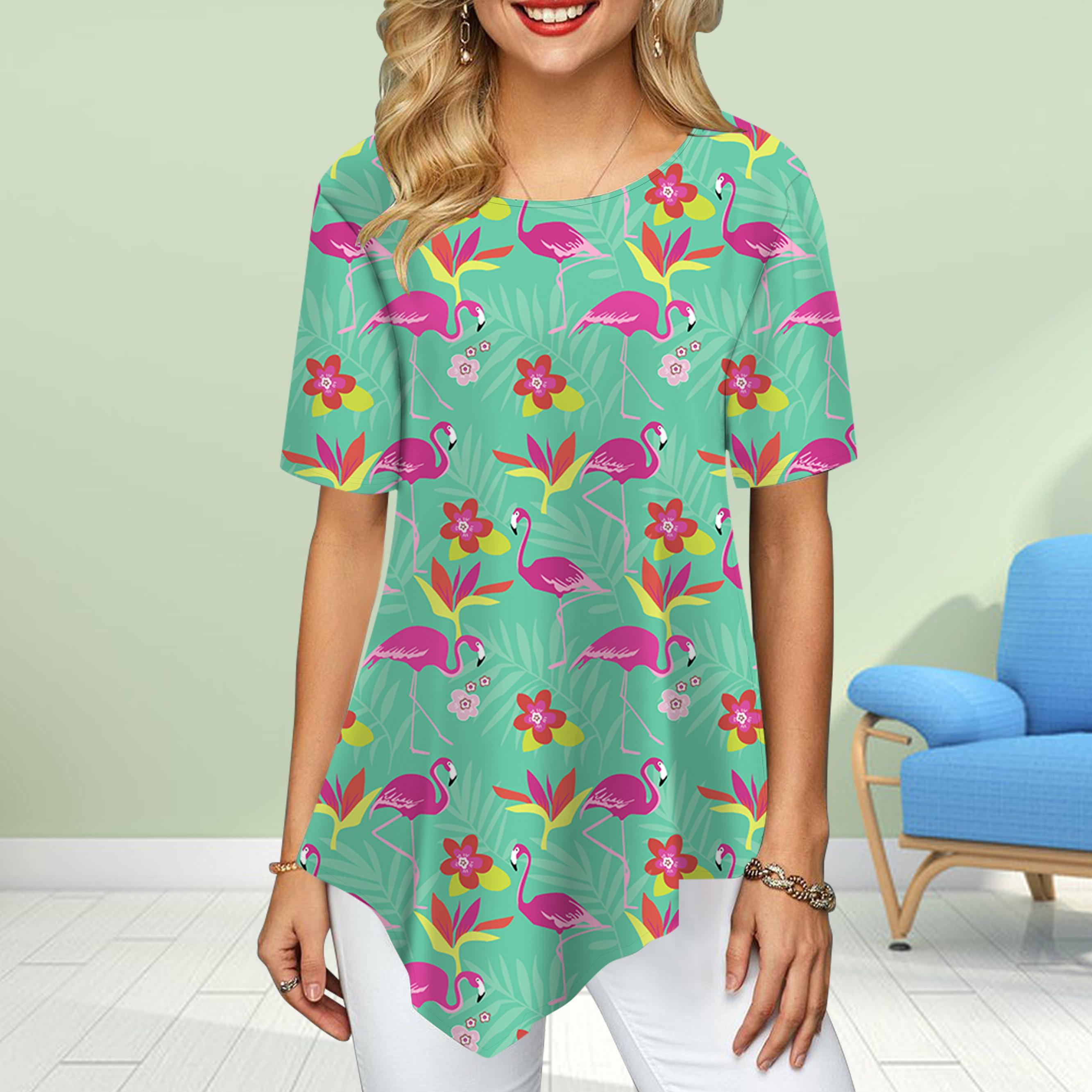 Женские футболки больших размеров с принтом в виде птиц и цветов — фото 2