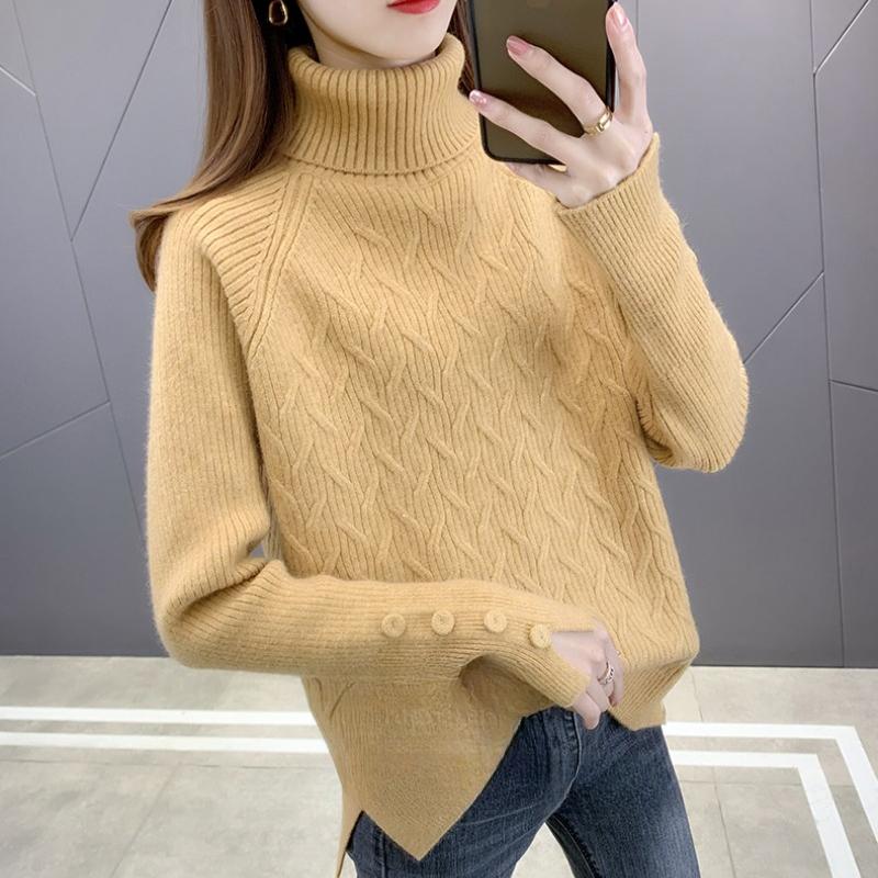 Autumn and Winter Thick Warm Turtleneck Knitted Sweater Women Loose Slim Fit Pullover Women's Sweaters Elegant Solid Fashion Lady Casual Jumpers 25272