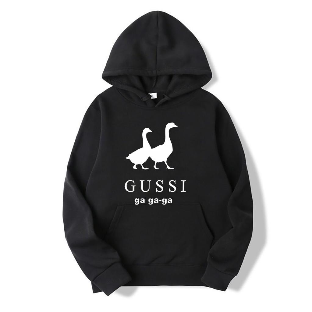 Funny Satirical Brand Hoodies GUSSI Ga Ga Ga Tee Couples Matching Tops Present