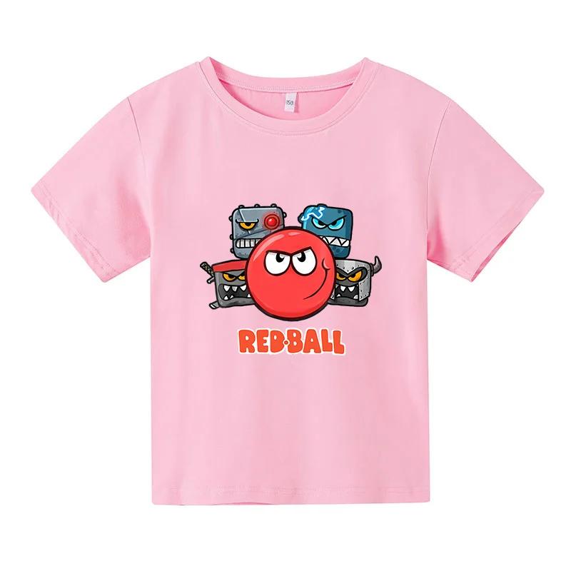 2025 Bambini Carino PALLA ROSSA 2° Stampa Vestiti Bambini Estate Moda T-shirt Ragazzi Cartoni animati T-shirt Ragazze Manica Corta Top Casual