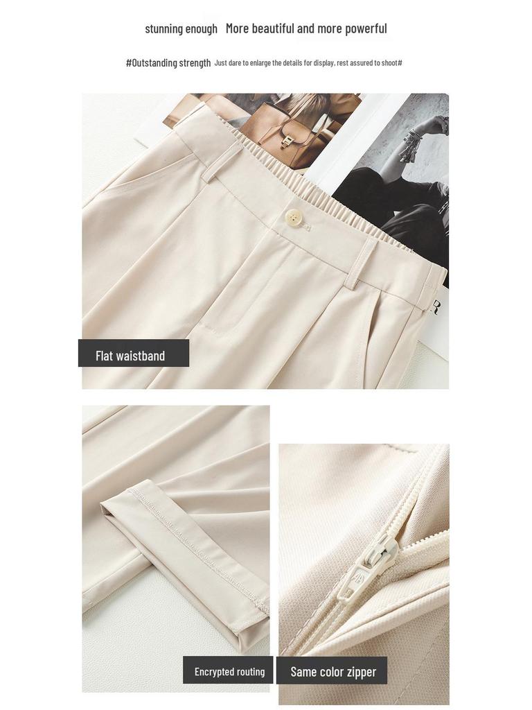 Women's Matte Acetate Wide-Leg and Narrow-Leg Slimming Casual Pants - Summer 2025 Collection