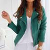 2025 Autumn/Winter Women's Zipper Suede Short Jacket with Turn-Down Collar