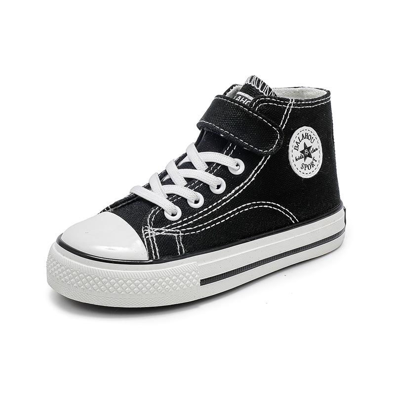 Spring/Autumn Canvas Velcro High-Top Shoes for Toddlers - Unisex Skate & Sports Shoes