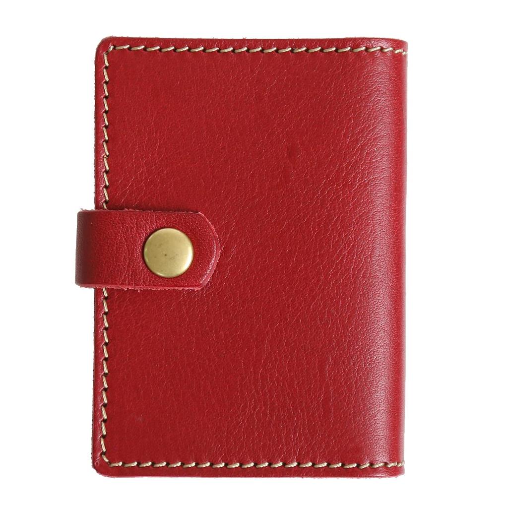 Porco Rosso Slim Genuine Leather Card Case with Book-Style Accordion Detail for Men and Women [sokunou] (Red)