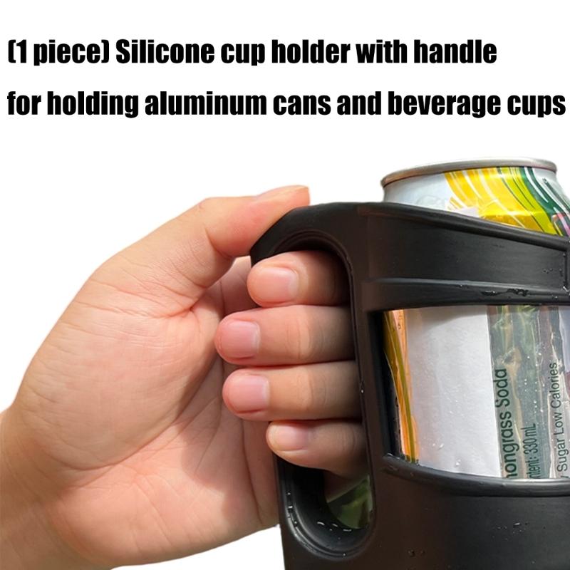 Silikonburkhållare Med Ergonomiskt Handtag Halkfria Grepp För Dryckesburk Perfekt För Utomhuscamping Picknick Partyn Lätt Att Rengöra Hållbara Design