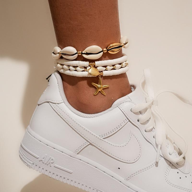 

Богемский браслет на ногу, морской отдых, украшения из ракушек, летняя мода, морская звезда, плетеные аксессуары для ног