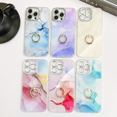 Padrão Mármore IMD Galvanizado, Adequado para Capa de Celular IPhone16 Suporte Anel 15promax Capa Protetora