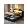 Lit 140x200 - MUVOE - Lit Avec LED - Bluetooth - Rangement - Cuir PU