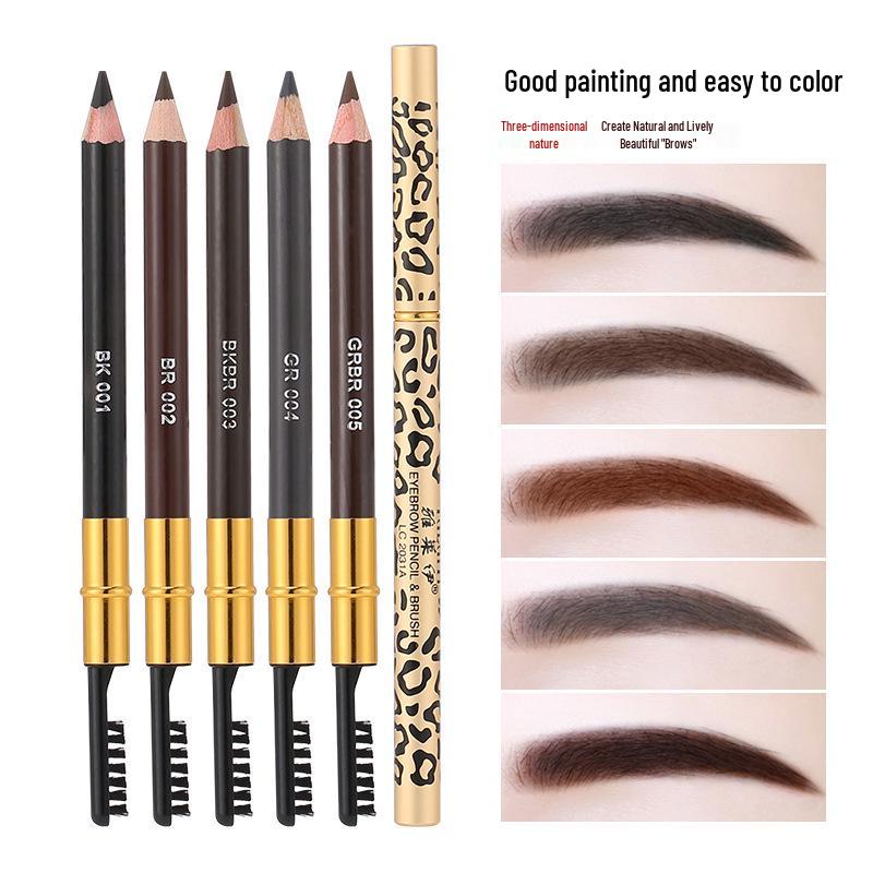 

Yaleyi Double-Ended Eyebrow Pencil with Brow Brush, Leopard Print, Natural Five Colors, Easy to Use. #05 Light Brown