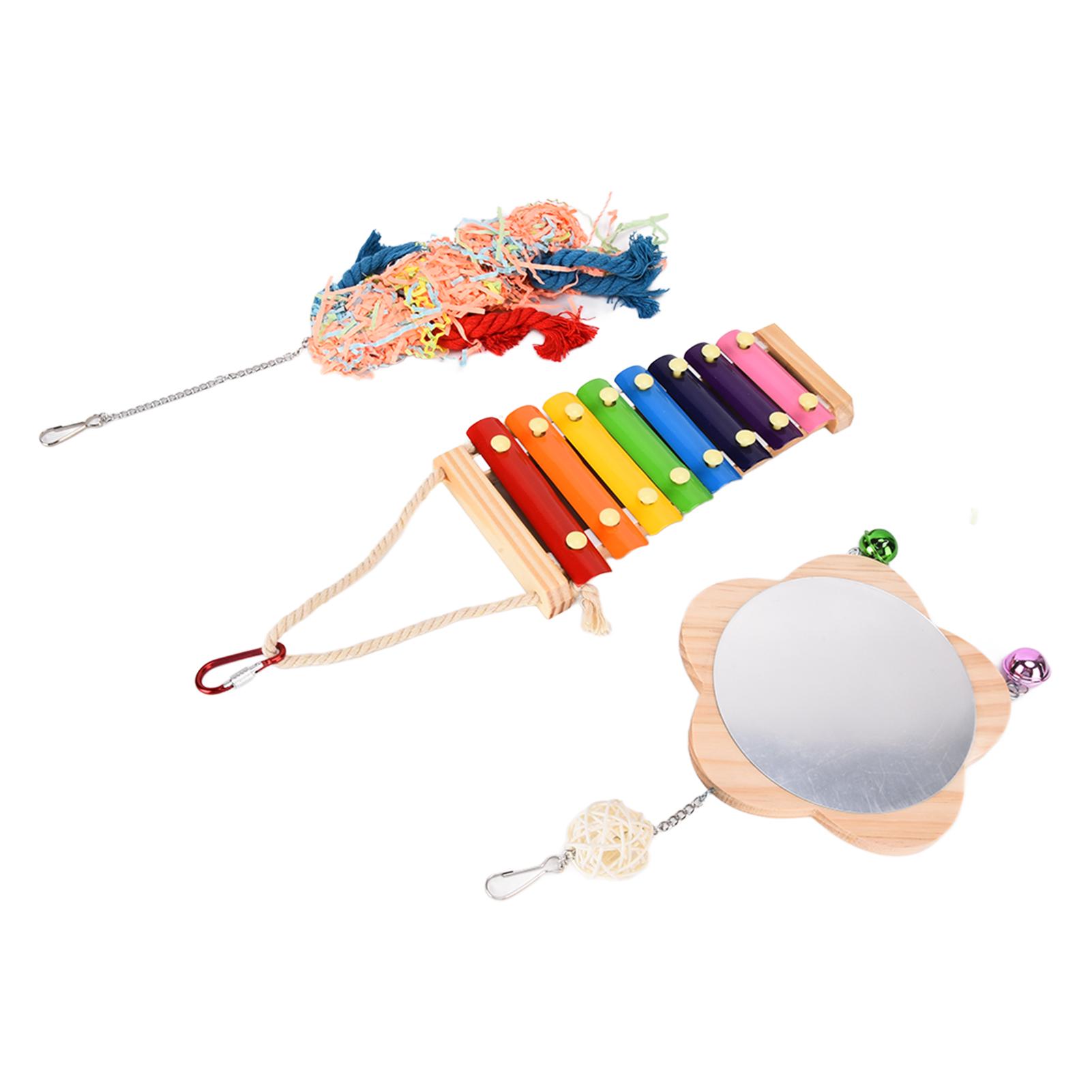 

3Pcs Chicken Toys Xylophone Toy Mirror Toy Brushed Toy Bite Toys for Rooster Hen Parrot