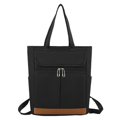 Welltude Leichter Damen-Tote-Rucksack für Pendeln und Schule, Großes Fassungsvermögen, Wasserabweisend, Reißverschluss-Design, Mehrere Fächer (Schwarz)