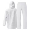 Men's Casual Linen Beach Set: Loose Fit Long Sleeve Hoodie & Pants