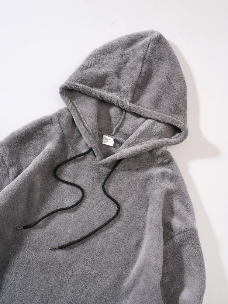 Autumn Winter Large Size Hooded Men's Casual Personality Fashion Sweater Coral Velvet Sweater Men's Comfortable Fit Skin-friendly Breathable Tops