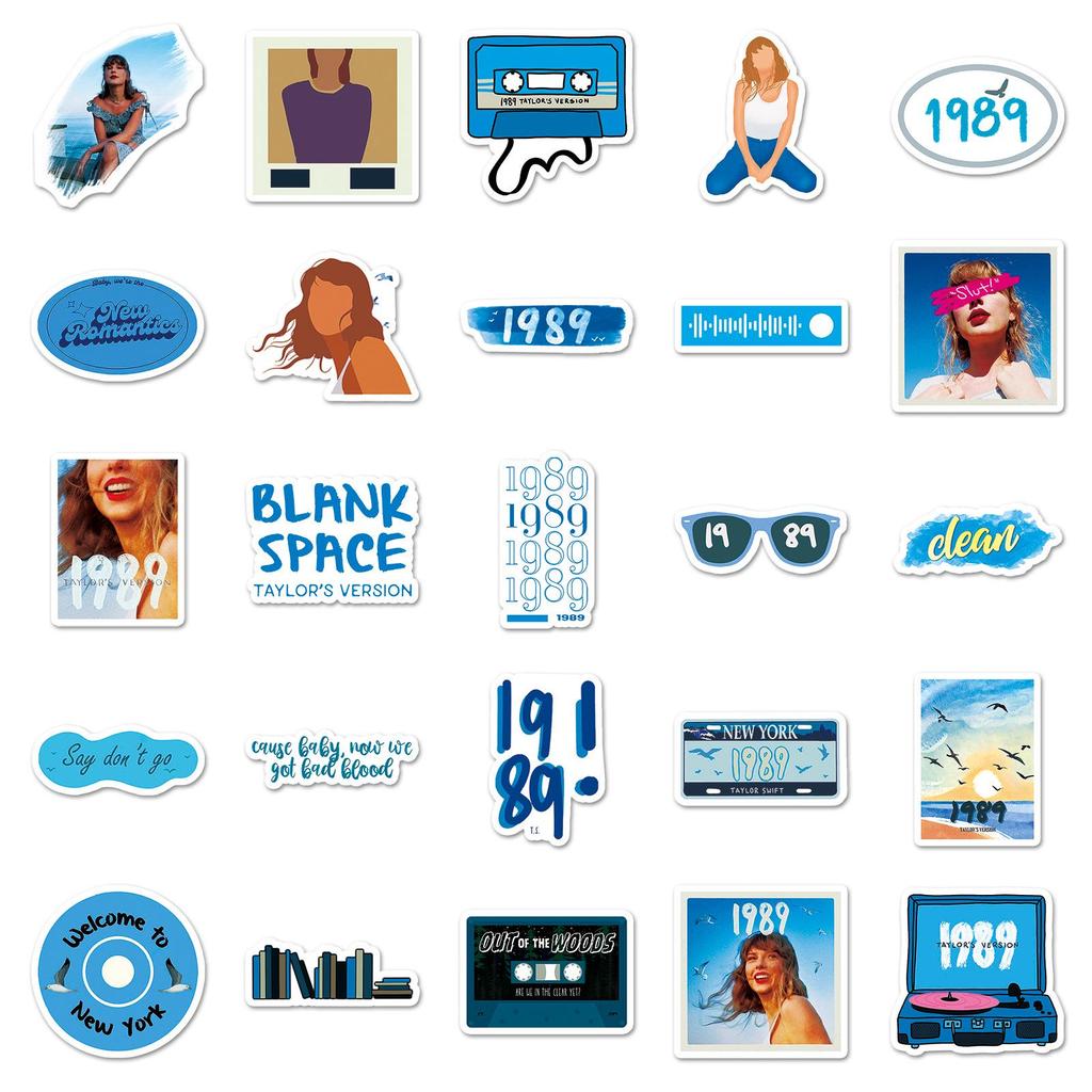 50 vodotěsných dekorativních epoxidových samolepek s tématem alba 1989 od Taylor Swift