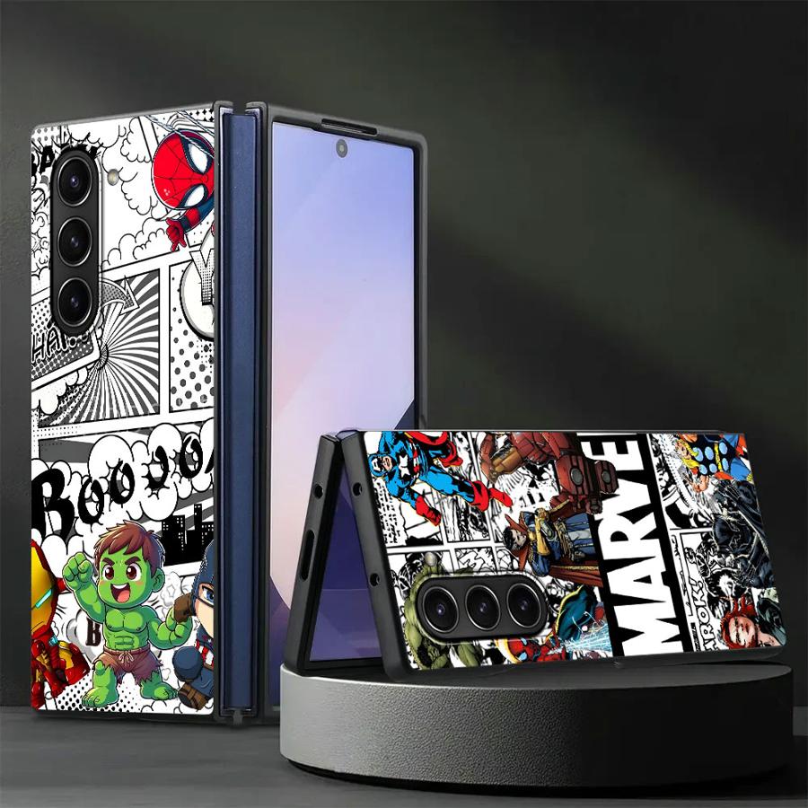 Case for Samsung Galaxy ZFold6 ZFold4 ZFold3 ZFold5 ZFold7 Z Fold 7 6 5 4 3 Back Phone Cover Marvel Cartoon Iron Man Hulk