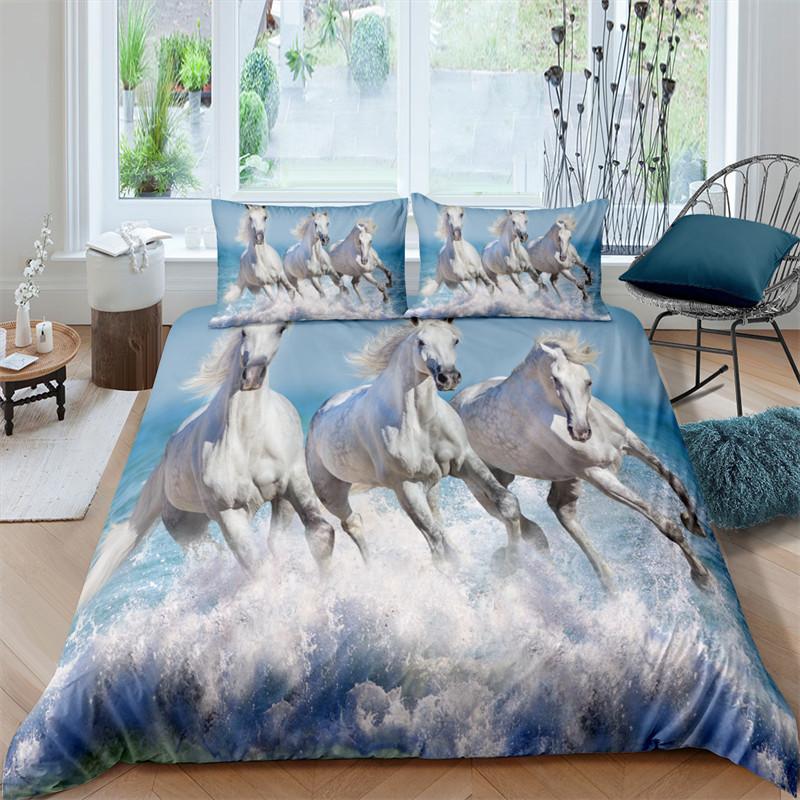 Poszwa na kołdrę Dzikie Konie Miękki Zestaw Pościeli ze Zwierzętami Rozmiar Queen Dla Dorosłych Nastolatków Dzieci Wzór Mikrofibra Zachodni Kowbojski Pokrowiec na Kołdrę