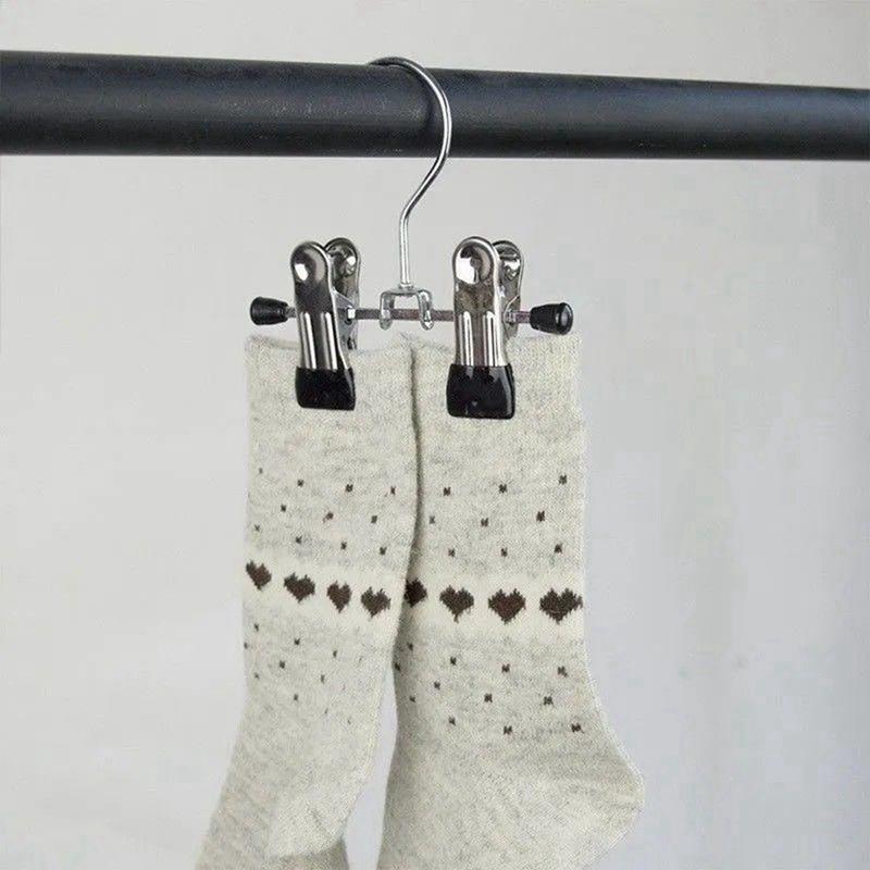 12 PCS Adjustable Shoe Rack Pants Folder Boot Hanger Holder Travel Laundry Hook Hanging Clip Portable Black & Silver
