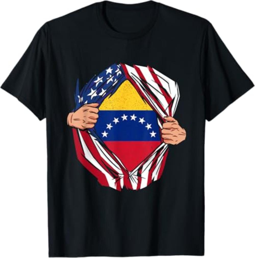 Venezuela Map 7 Stars Flag TShirt Woman Man Vintage Fashion Casual High Quality Cotton Printed Tshirt Outdoors Simple Style