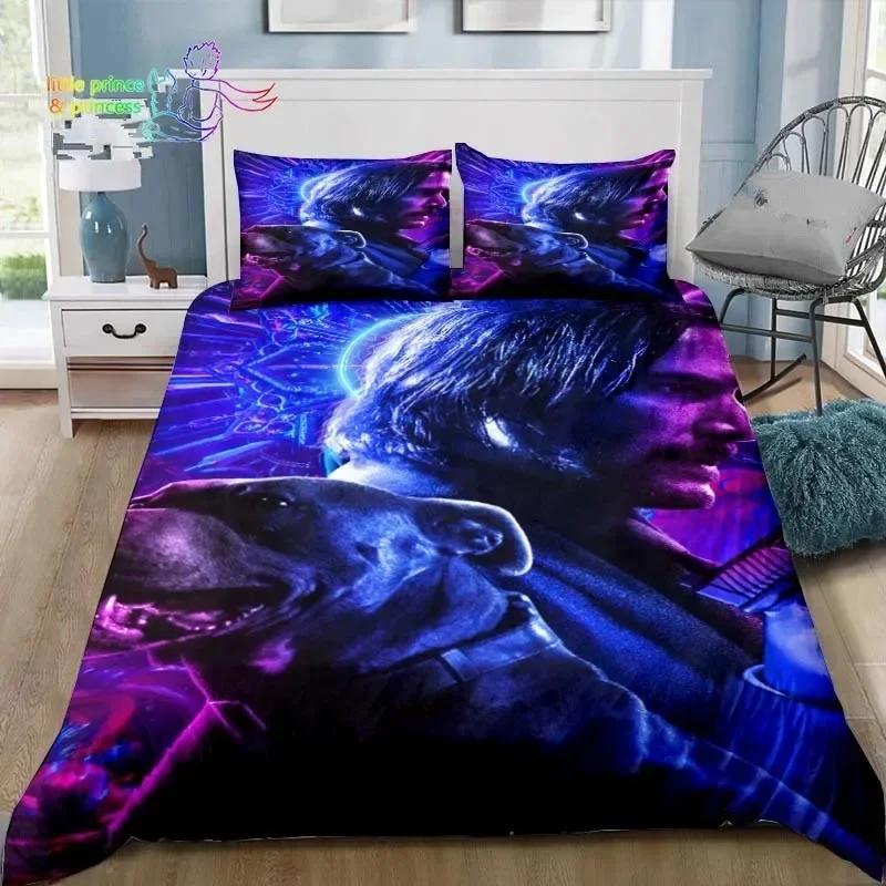 Thriller Film John Wick Bedding Set Single Twin Full Queen King Size Bed Set Adult Kid Bedroom Bedding Gift