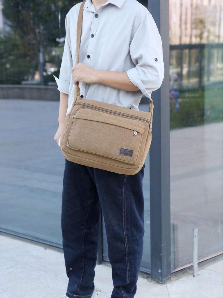 Men's Multifunctional Canvas Crossbody Bag: Versatile Travel & Tool Carrier